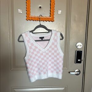 Timing Pink and White V-Neck Sweater